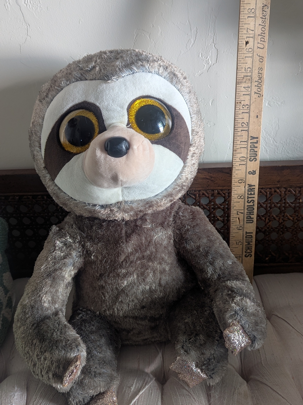 Ty Plush Sloth Stuffed Animal - Brown with Gold Eyes and Glitter Paws